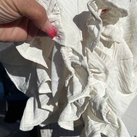 FEELIN' BLESSED WAIST-TIE FRILL TRIM ROMPER BEIGE - Picture 5 of 6